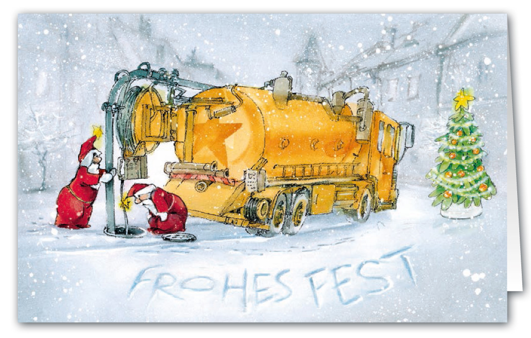Weihnachtskarte als Branchenkarte für Entsorgungsunternehmen oder Kanalreinigung
