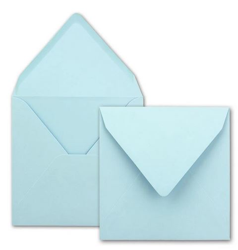 Briefumschlag 15,5 x 15,5 cm hellblau, nassklebend, quadratisch ohne Fenster