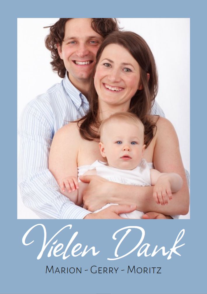 Foto-Dankkarte zur Taufe / Geburt Baby DIN A6, individuell zu gestalten