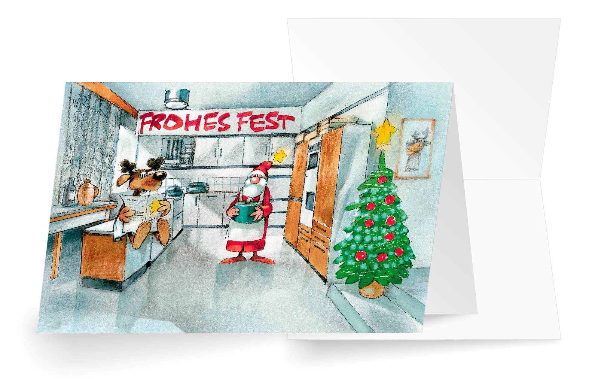 Lustige Weihnachtsbranchenkarte für Küchenhäuser, Küchenverkauf und Möbelhaus