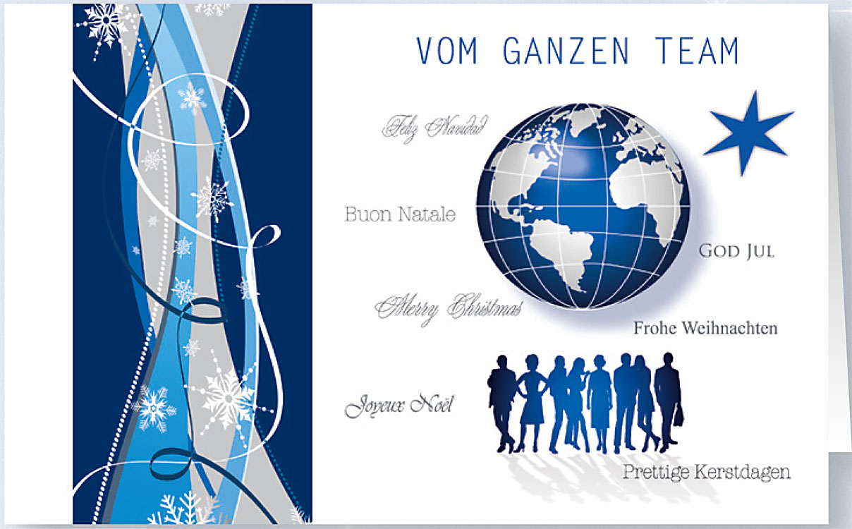 internaionale Teamkarte Weihnachtskarte mit gutem Zweck