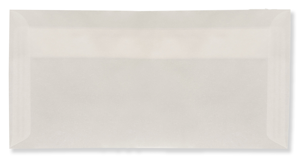 Briefumschlag DIN lang, transparent milchweiß, haftklebend ohne Fenster