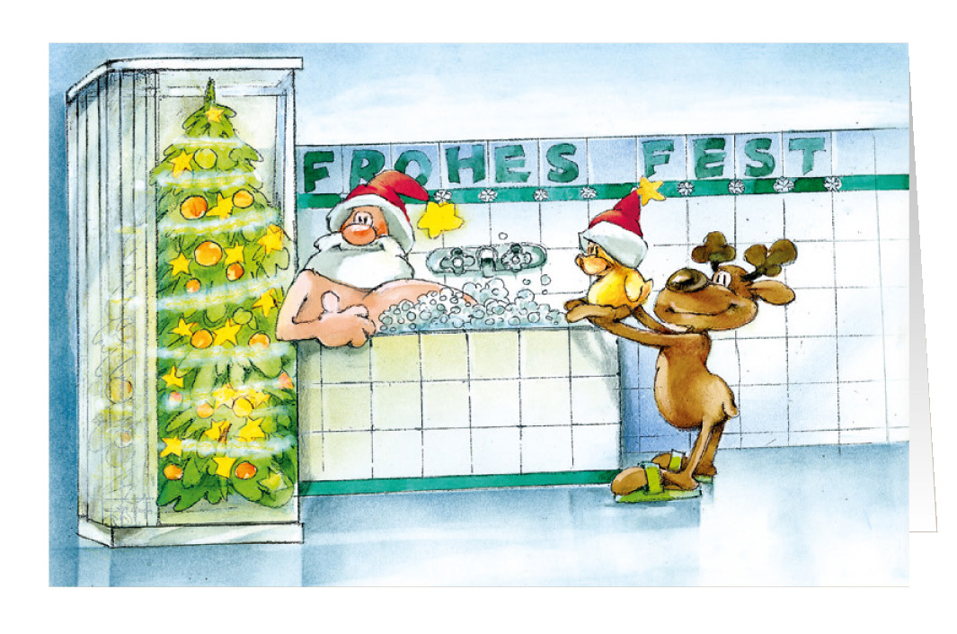 Weihnachtskarte Branchenkarte Heizung Sanitär Badezimmer Frohes Fest