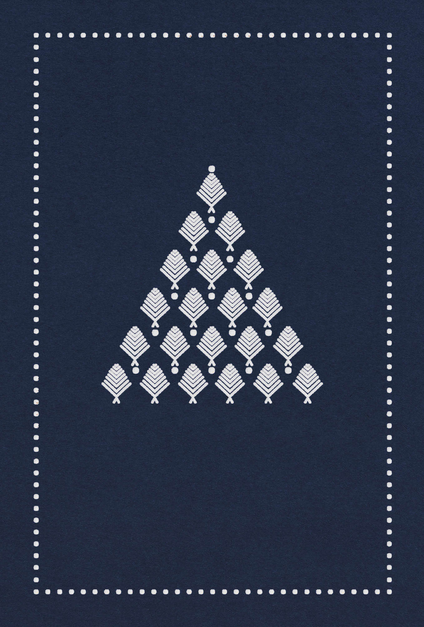Dunkelblaue Weihnachtskarte mit weißem Einlegegeblatt und feiner Stanzung