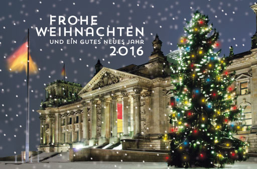 Städte-Weihnachtskarte Berlin Reichstagsgebäude Weihnachtsbaum