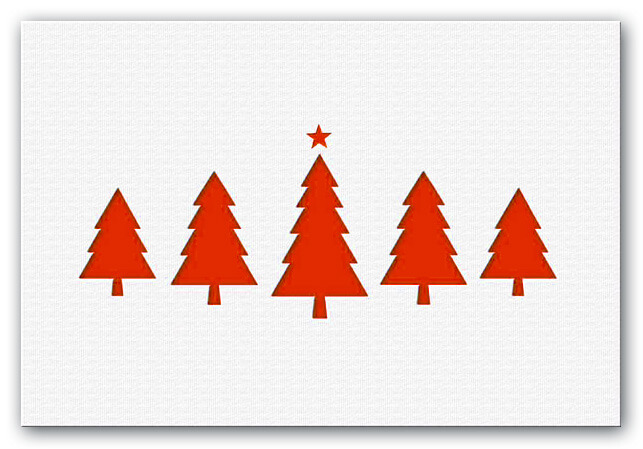Weihnachtskarte aus weißem Aquarellkarton mit Motivstanzung und Einlegeblatt in rot