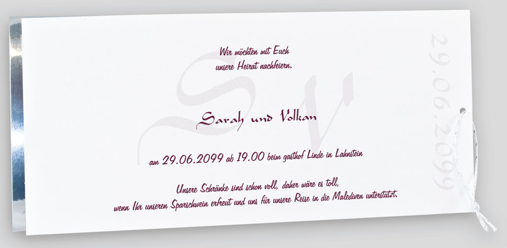 Orientalische Hochzeitskarte mit effektvollem Spiegeleffekt