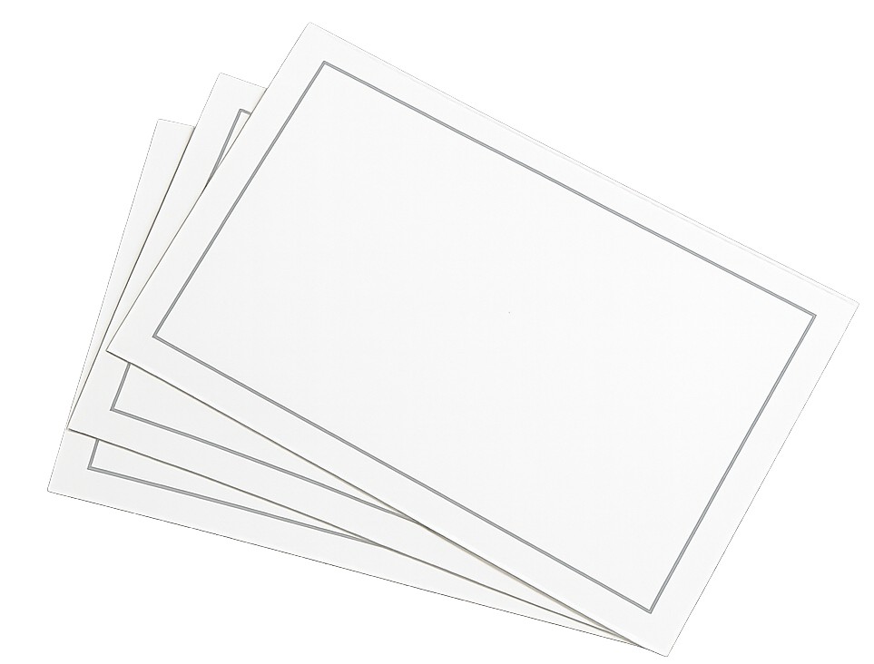 Trauerkarte Bütten naturweiß 175 x 113 mm halbmatt mit silbernem Rahmen - Einzelkarte