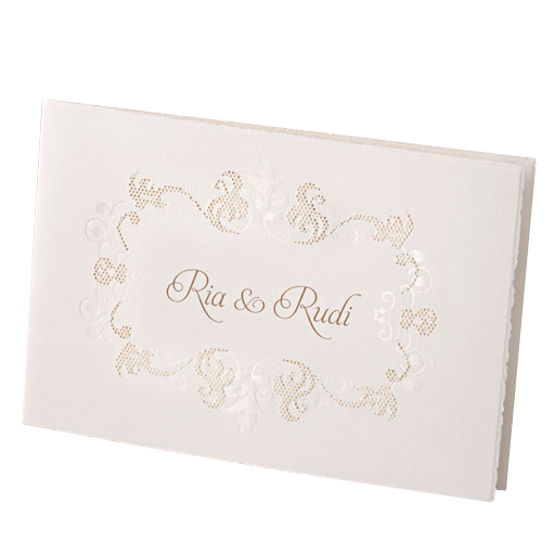 Einladungskarte mit Relief- und Folienprägung Ornament gold