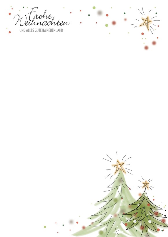 Weihnachtliches Briefpapier DIN A4 "Malerische Festtage" mit Gruß "Frohe Weihnachten"