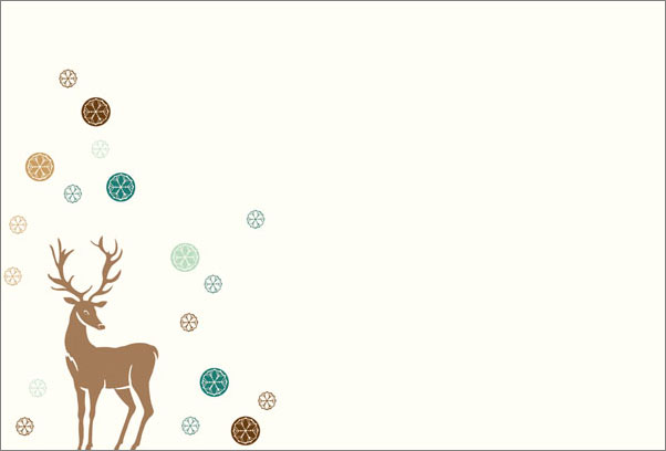 Weihnachtskarte Frohe Weihnachten mit Rentieren und Druck auf der Innenseite