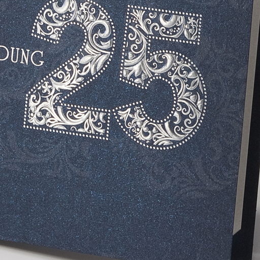 Einladungskarte Jubiläum 25 dunkelblau Silberhochzeit ba982005