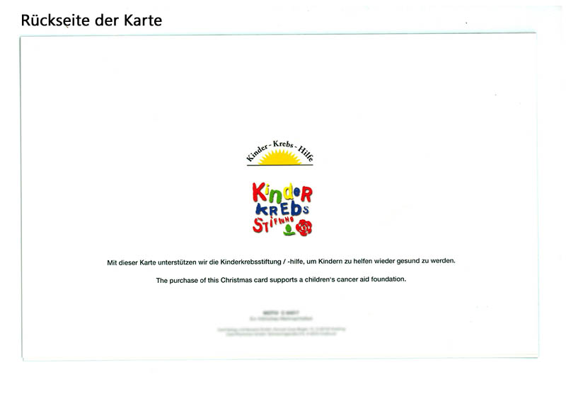 Weihnachtskarte in grün mit Spendenanteil für die Deutsche Kinderkrebsstiftung