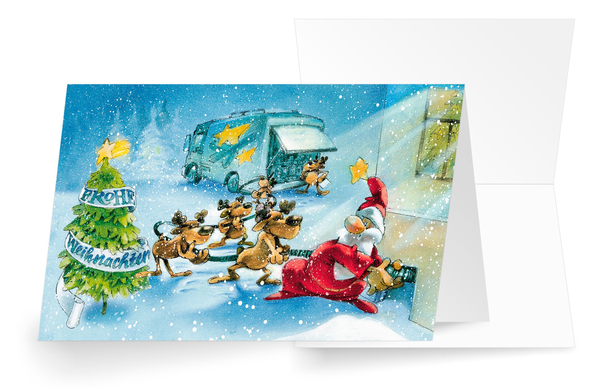 Witzige Weihnachtskarte für Heizöl- und Flüssiggaslieferant mit Gruß "Frohe Weihnachten"