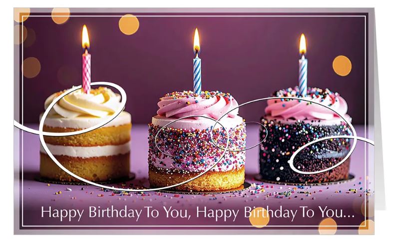 Geburtstags-Glückwunschkarte "Süßer Gruß" mit Cupcakes und Geburtstagskerzen