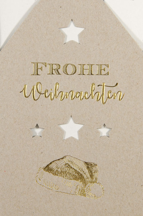 Spendenkarte Kraftkarton Weihnachtskarte mit Stanzung und Folienprägung