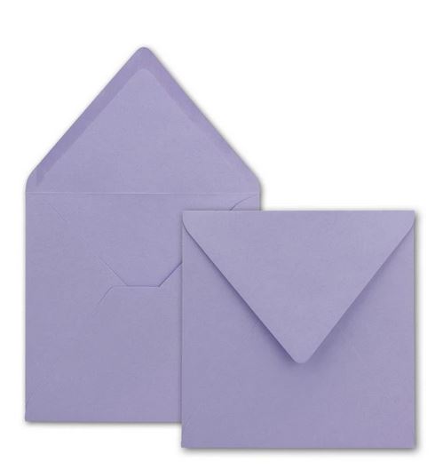 Briefumschlag 15,5 x 15,5 cm lila, nassklebend, quadratisch ohne Fenster