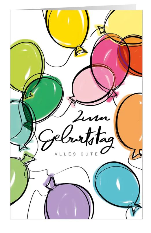 Originelle Glückwunschkarte zum Geburtstag "Ballongrüße" mit bunten Luftballons und Glückwunsch