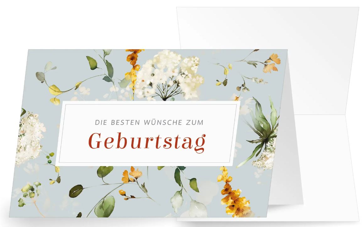 Florale Spendengrußkarte zum Geburtstag mit besten Wünschen und Wildblumen