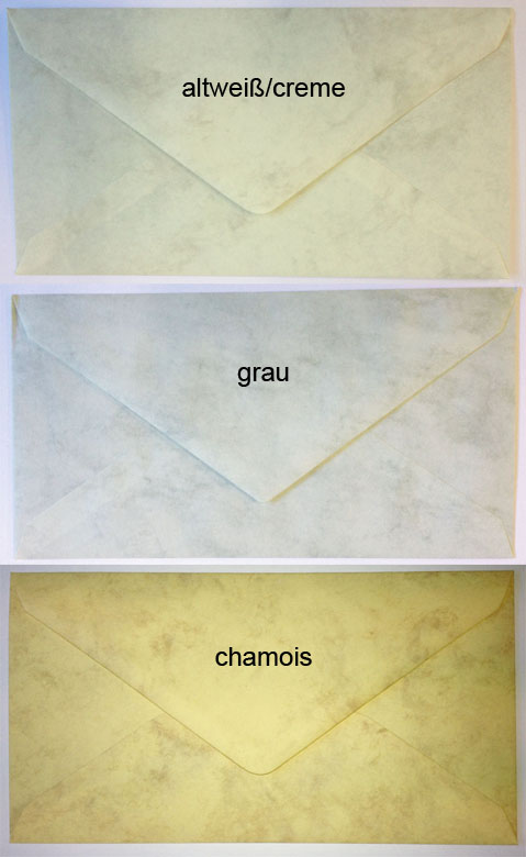 Briefumschlag 18,5x10 cm marmor altweiß/creme mit Nassklebung