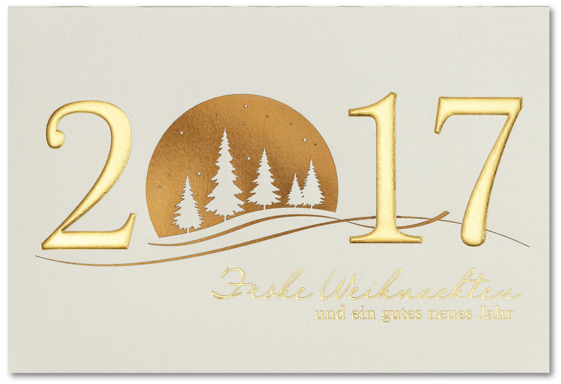 Weihnachtskarte creme gold mit Jahreszahl Frohe Weihnachten und ein gutes neues Jahr