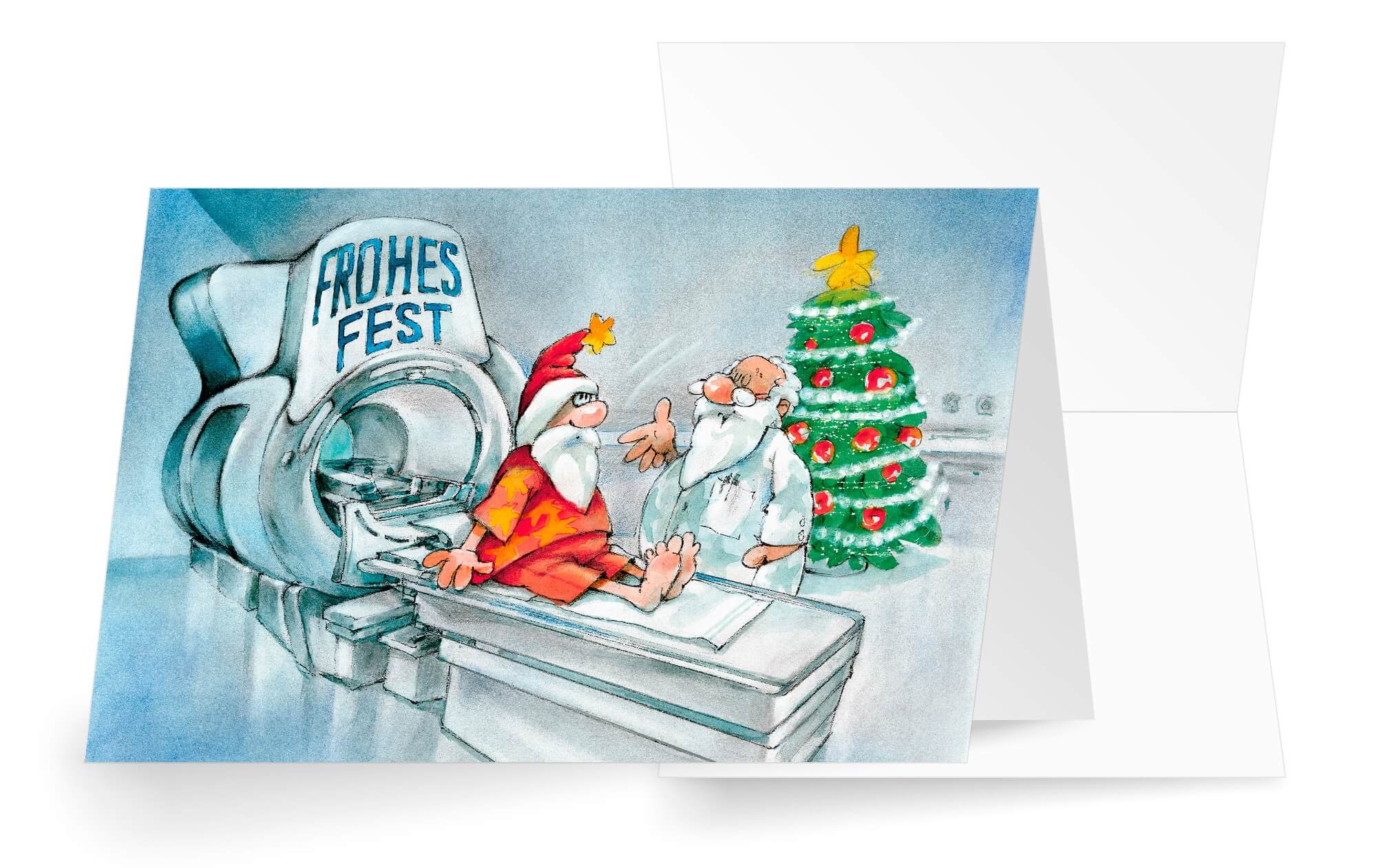 Spaßige Weihnachtsbranchenkarte für Radiologie, Röntgen und Gesundheitswesen.