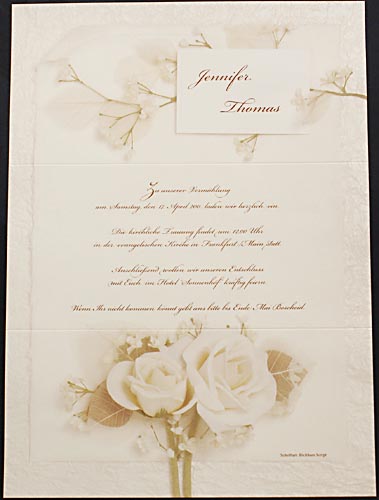 Hochzeitskarte / Einladungsbrief  fzh1760 mit Rosen