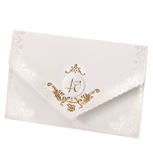 Einladungskarte mit Jubiläumszahlen 40, 50, 60, 75 und Ornament
