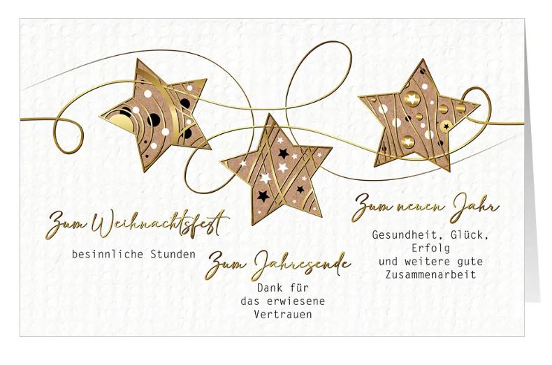 Geschäftliche Spenden-Weihnachtskarte "Stars" mit Firmenweihnachtsgrüßen und gutem Zweck: Ärzte ohne Grenzen