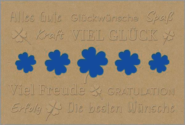 Natürliche Glückwunschkarte "Glücksklee" aus Kraftkarton mit Stanzung und Blindprägung