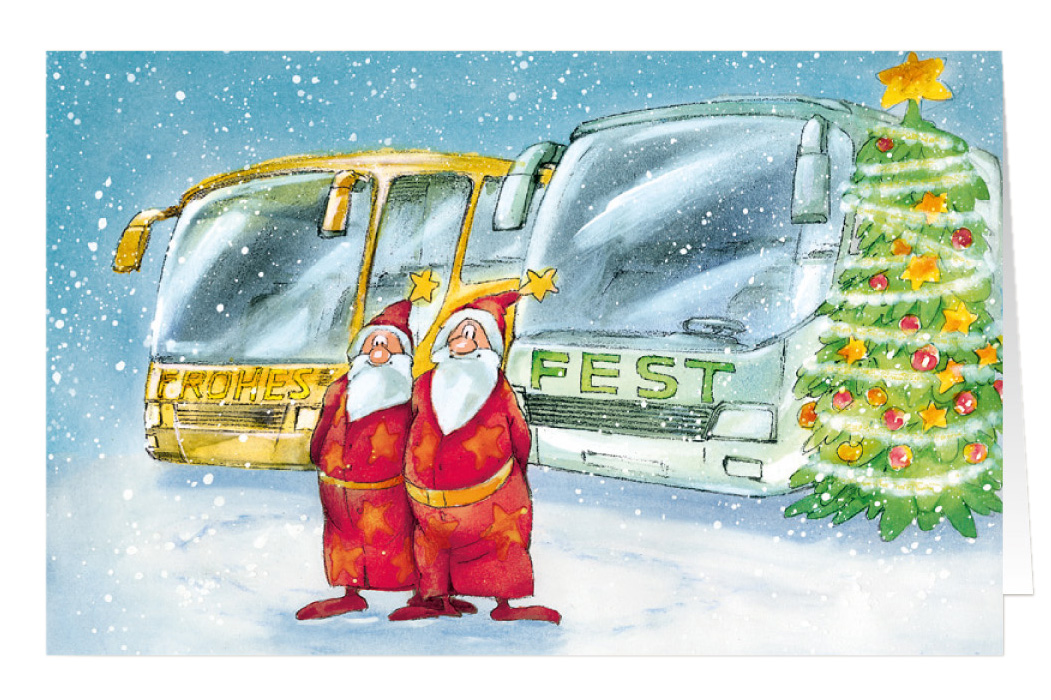 Weihnachtskarte Branchenkarte Busreisen Frohes Fest