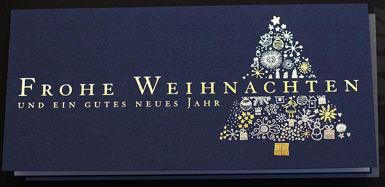Weihnachtskarte Frohe Weihnachten nachtblau mit Folienprägung