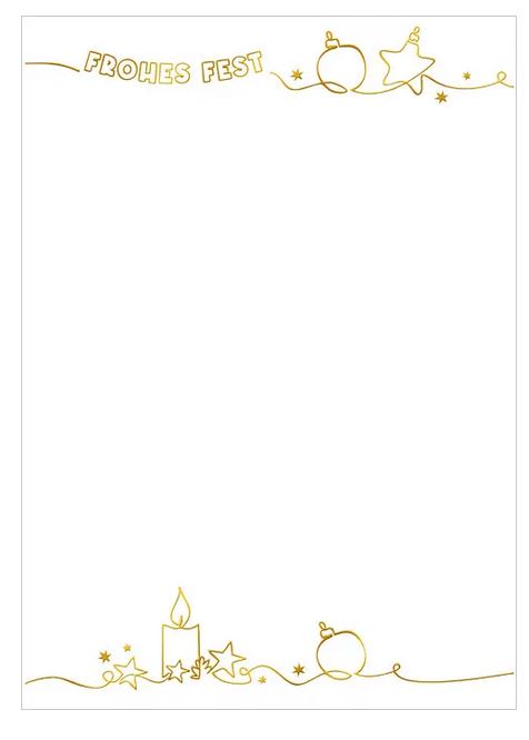 Weihnachtliches Briefpapier DIN A4 mit Goldfolienprägung "Frohes Fest" 