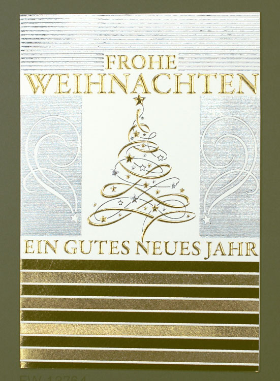 Weihnachtskarte mit goldener und silberner Folienprägung
