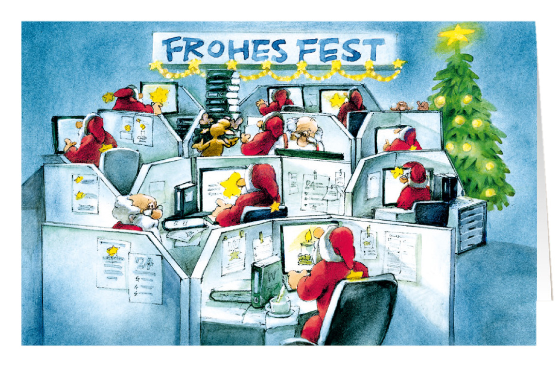 Weihnachtskarte Branchenkarte EDV Datenverarbeitung Frohes Fest