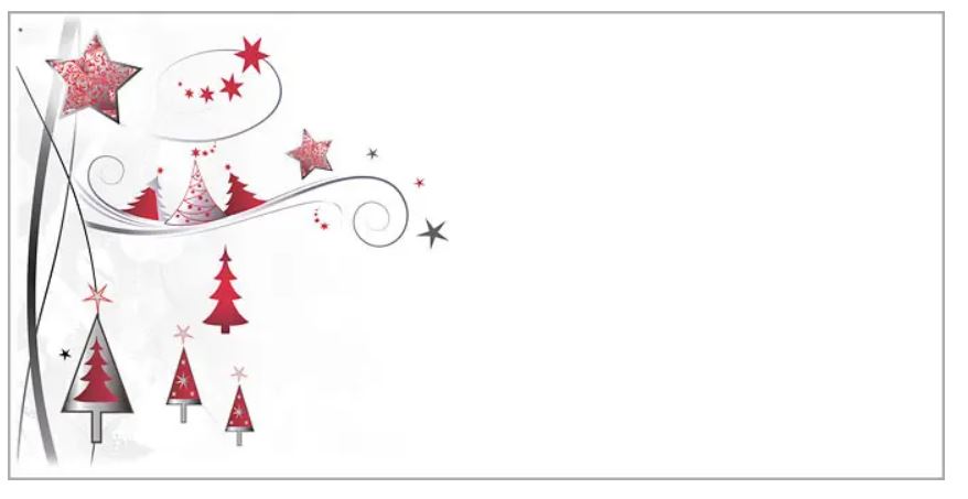 Weihnachts-Briefumschlag ohne Fenster, haftklebend, DIN lang "Leuchtende Sterne"