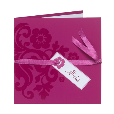 Einladungskarte Geburtskarte pink Ornament Anhängekarte
