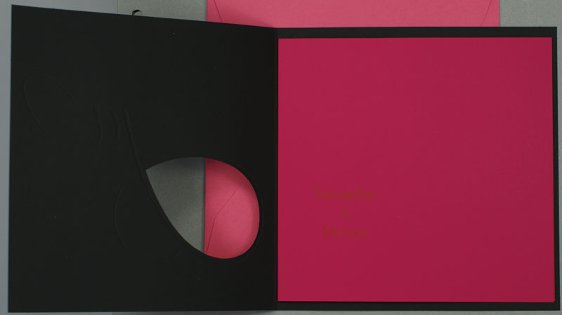 Hochzeitskarte schwarz pink Wir heiraten ja Herz ba723092