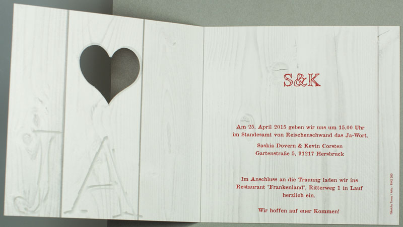 Hochzeitskarte Holzmuster Herz JA Wir Heiraten gold ba723007