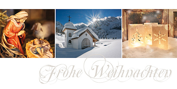 Weihnachtskarte Frohe Weihnachten mit drei Fotomotiven