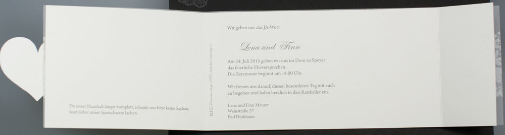 Hochzeitskarte mit Ornament und Herz transparent pr16317