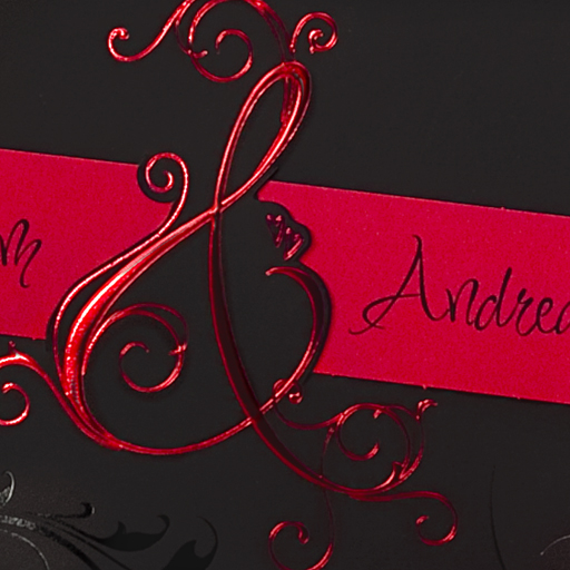 Hochzeitskarte ex721035 Design schwarz/rot & Folienprägung