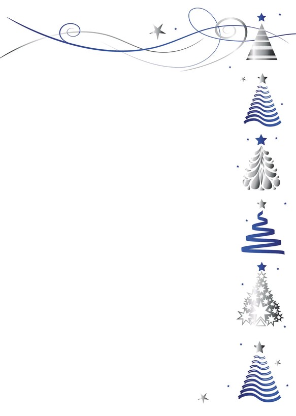 Weihnachtliches Briefpapier DIN A4 "Blaue Festtage" mit kleinen Weihnachtsbäumen