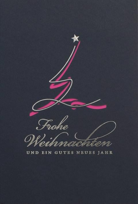 Weihnachtskarte nachtblau mit farbigem Einleger zur Auswahl