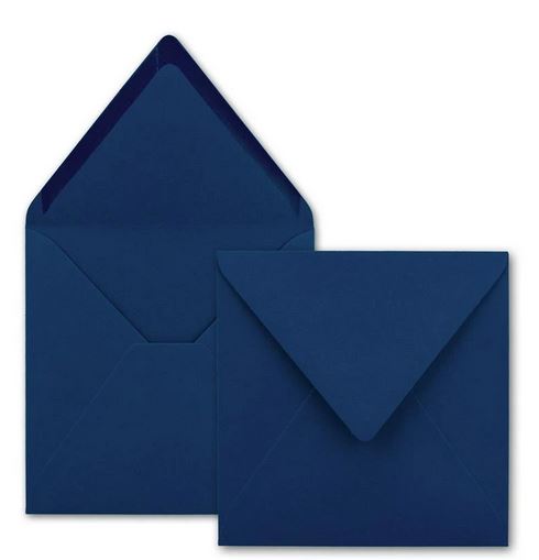 Briefumschlag 15,5 x 15,5 cm dunkelblau, nassklebend, quadratisch ohne Fenster