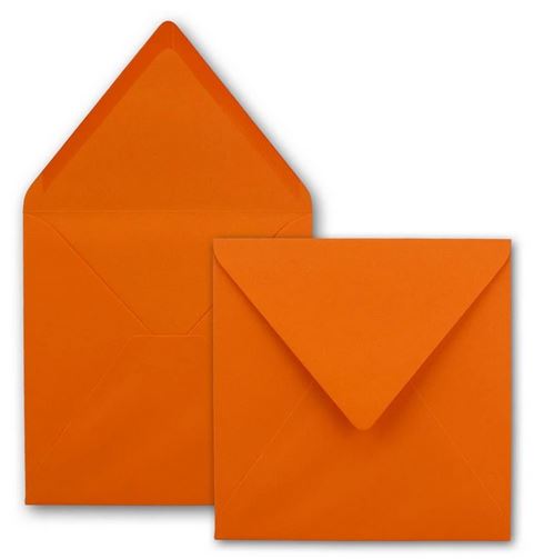 Briefumschlag 15,5 x 15,5 cm orange, nassklebend, quadratisch ohne Fenster