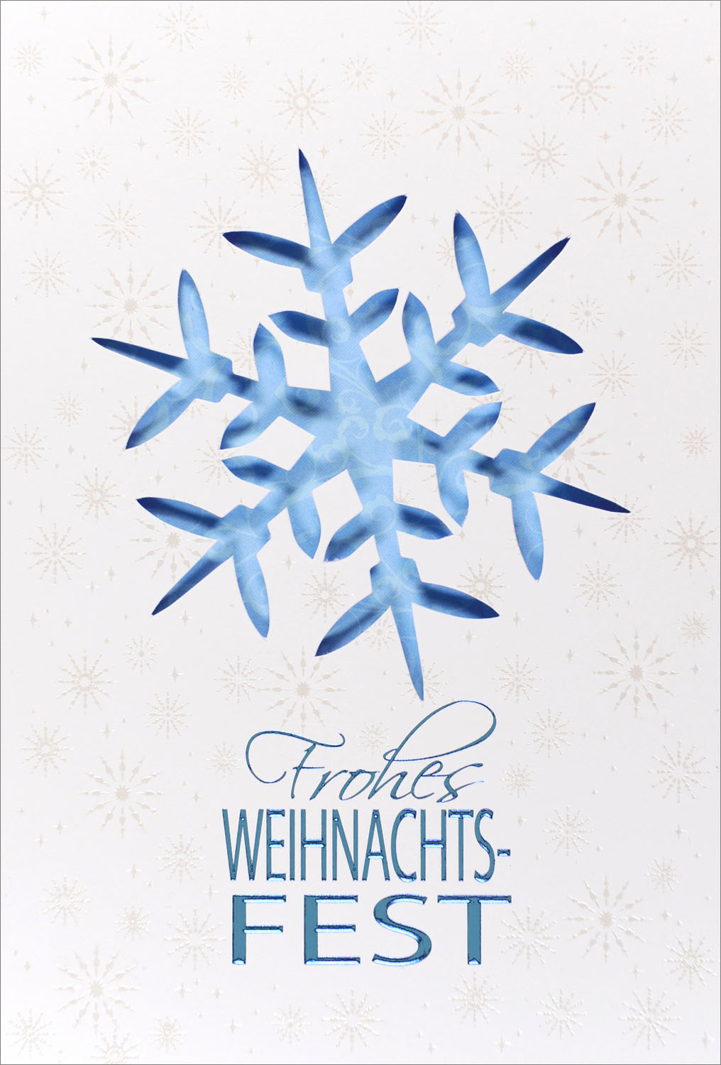 Weihnachtskarte weiß Frohes Weihnachtsfest mit zahlreichen Sternen und Sternstanzung