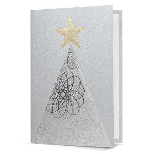 Weihnachtskarte silbergrau metallic gold silber Bau Stern