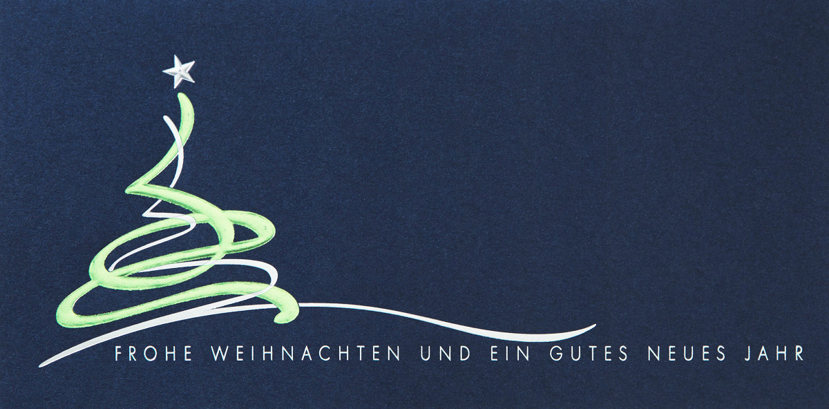 Weihnachtskarte nachtblau Frohe Weihnachten mit abstraktem Weihnachtsbaum