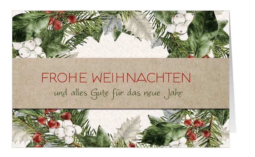 Florale Spenden-Weihnachtskarte "Festlicher Naturkranz" mit Weihnachtsgruß und Spende für Ärzte ohne Grenzen